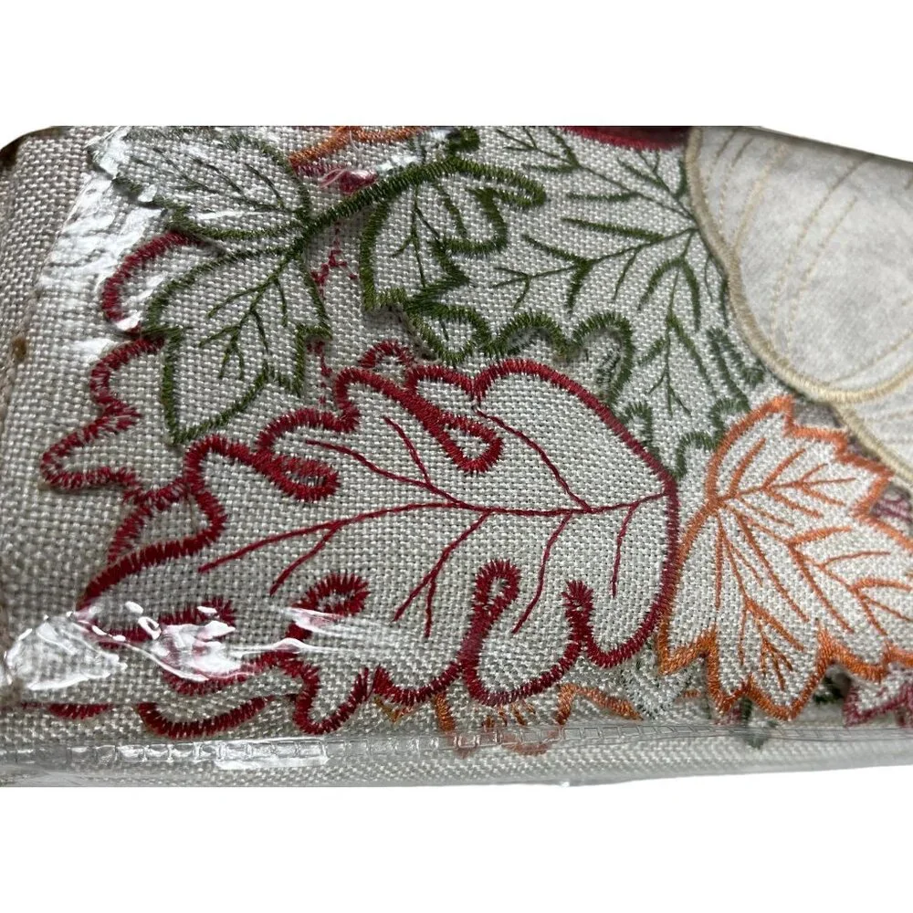 Elrene Fall Pumpkin Foliage Cutwork Embroidered Tablecloth 60 in x 102 in Oblong